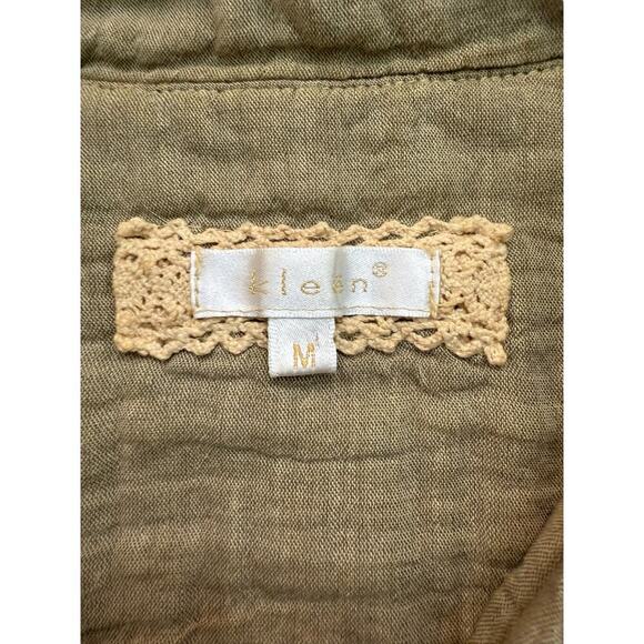 Kleen Women's Beige tan Long Sleeves Button Down Shirt Size Medium - Picture 3 of 5